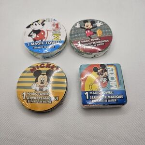 New 4 Disney MICKEY MOUSE Magic Towels 11.5” X 11.5” Washcloth Set Favor Gift